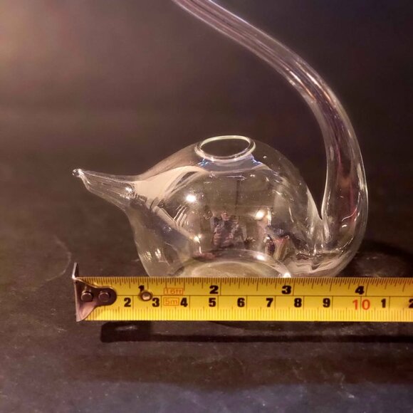 Vintage Hand Blown Clear Glass Swan Bud Vase - Hollow Thin Delicate 9in. - Picture 5 of 5